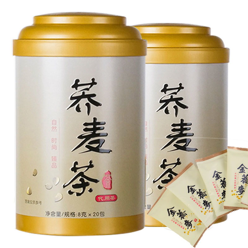 黄金荞麦茶原味 大麦香苦荞茶烘培养生茶罐装礼盒装320g