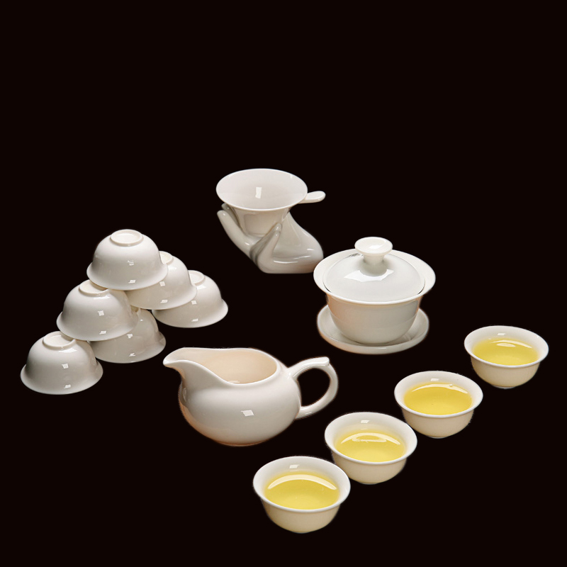 陶瓷家用白瓷冰裂茶杯茶壶茶道茶盘自动泡茶器功夫茶具小套装整套